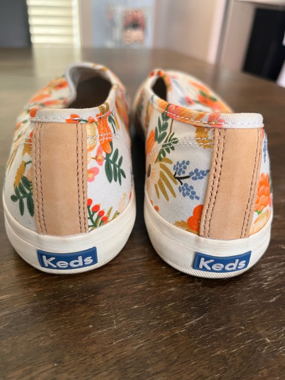 Keds Rifle Paper Company Floral Slip-On Sneakers - Orange, White & Green - Picture 5 of 6